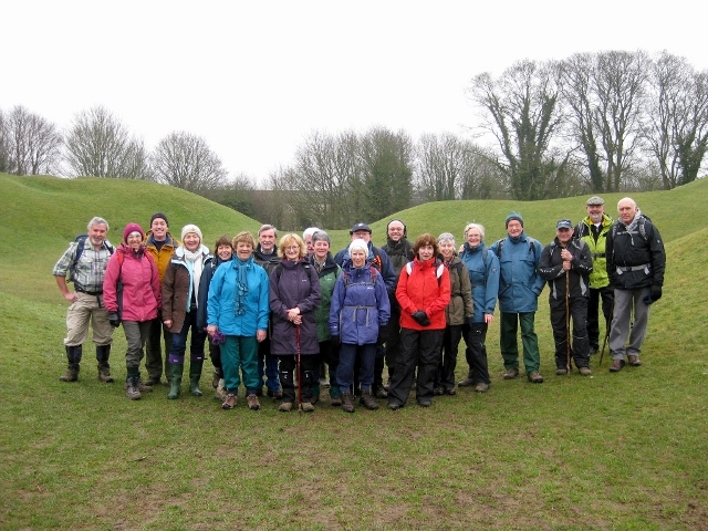 The group pauses by the Amphitheatre